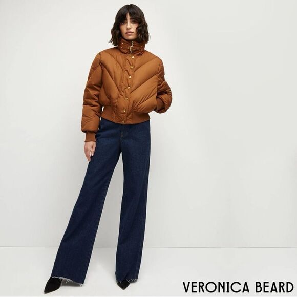 COPY - Veronica Beard **NWT** Burdette Quilted Down Puffer in Dark Ochre - Picture 2 of 9
